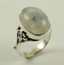 Ring Silver Flat Oval Rainbow Stone