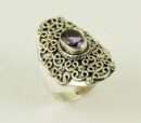 Ring Silver Amethyst Cut Stone