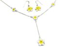 Necklace And Earring Set Enamel Flowers Yellow