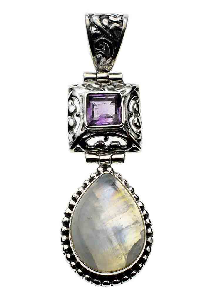 Silver Pendant Tear Drop Stone