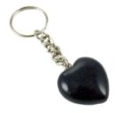 Keyring Heart Blue Goldstone