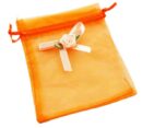 Pouch Mesh Orange With Flower 5pcs