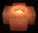 T-Light Holder Rock Salt Cross