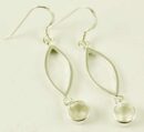 Silver Earring Oval Drop Labradorite