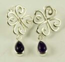 Silver Earring Floral Cut Amethyst
