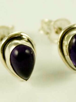 Silver Earring Stud Amethyst