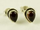 Silver Earring Stud Garnet