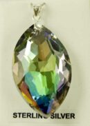 Silver Pendant Oval Rainbow