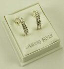 Silver Earring Half Hoop CZ D12mm