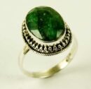 Silver Ring Oval Emerald